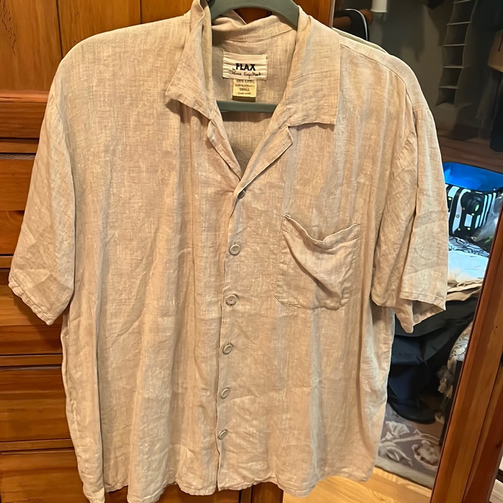 FLAX beige shirt sleeve top